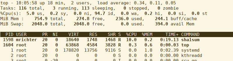 start up foo.exe, which will gulp as much CPU as it can get and then check top start up foo.exe, which will gulp as much CPU as it can get and then check top