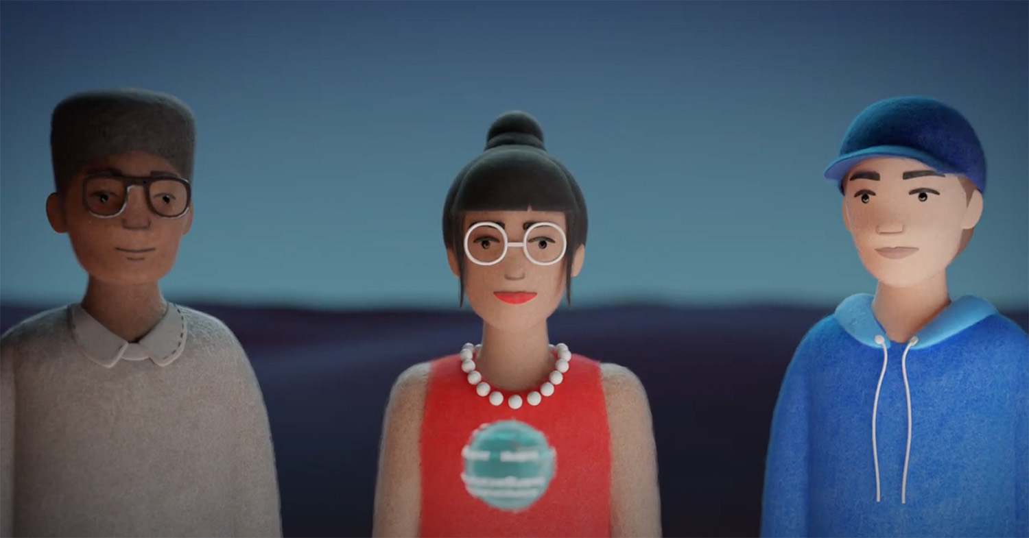 A screenshot of felt people in the Red Hat anthem video.