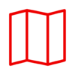 Red Hat icon of trifold map 