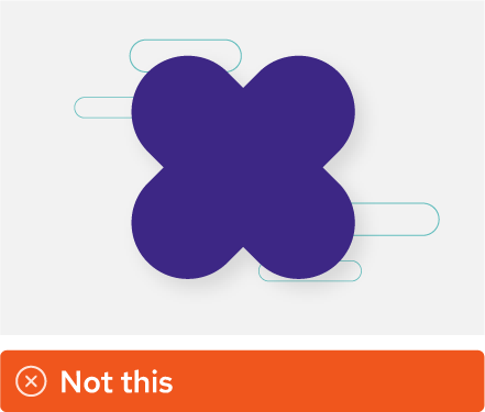 Image showing misuse: Two pill base shapes have been combined and rotated to look like an X symbol.