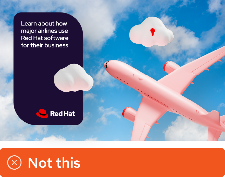 Image showing misuse: A social media image with a base shape and several 3D objects sitting on top of a stock image of the sky.