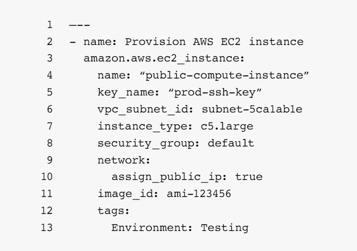 Example: Create an AWS EC2 instance with a public IP address