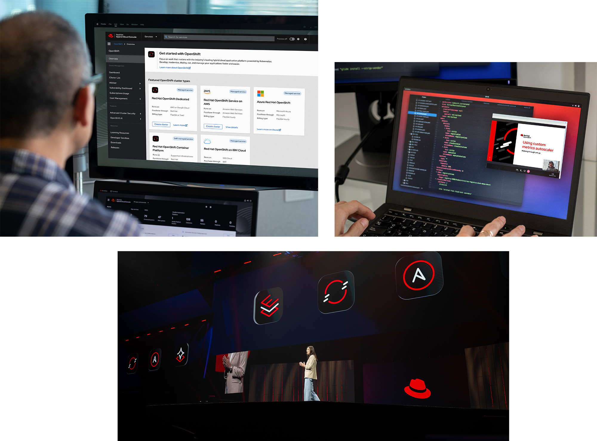 An image showing various examples of Red Hat product branding.