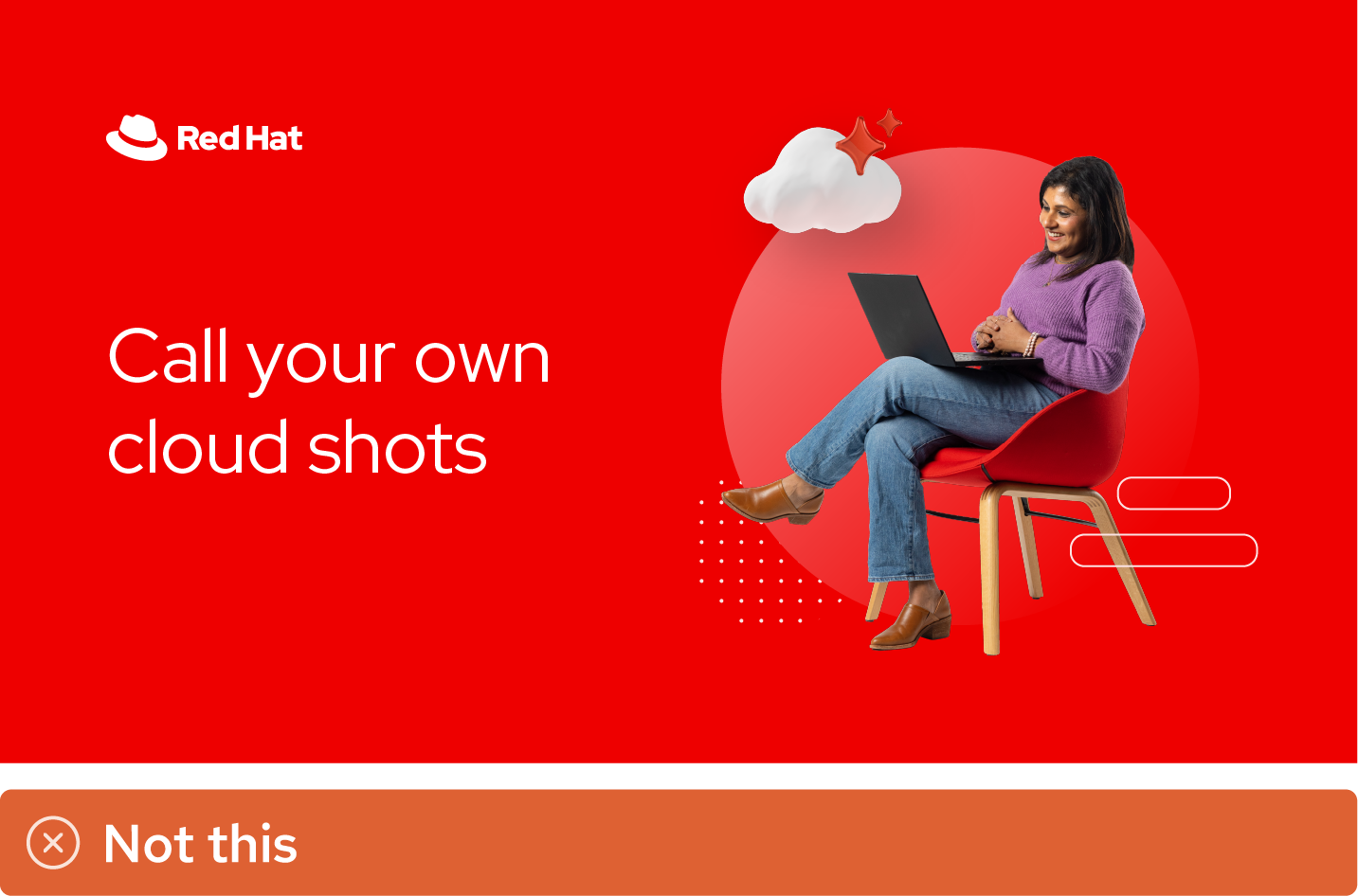 An image that shows misuse: An example of an ad with Red Hat red background.