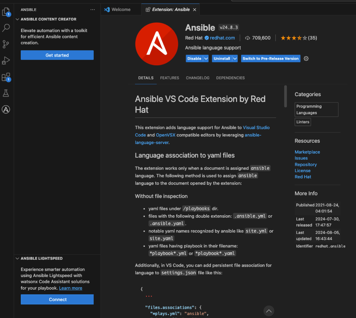 Ansible Lightspeed에 연결