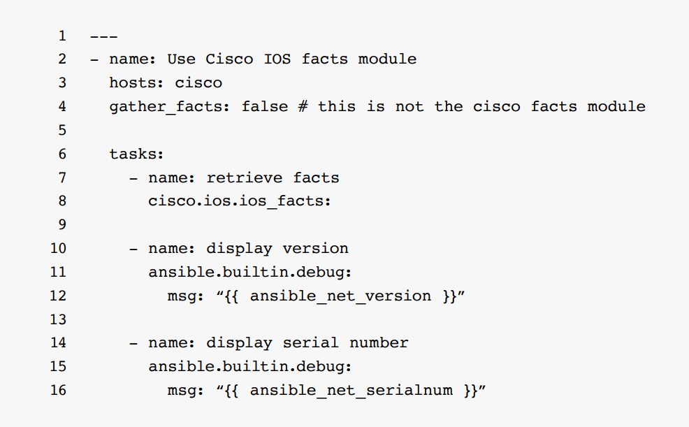 Example: Gather network facts
