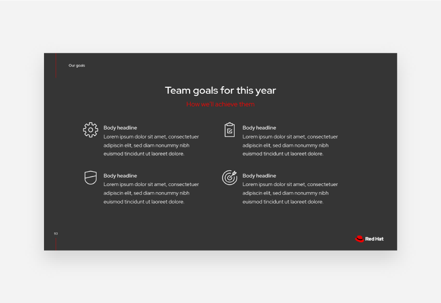 A presentation with small icons next to text