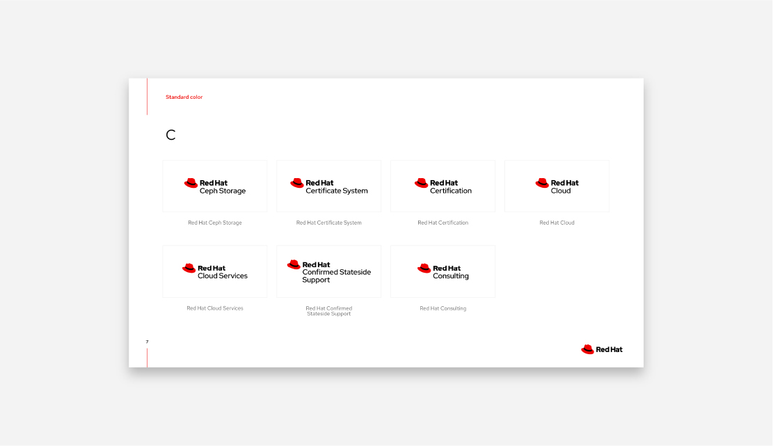 Red Hat product logo repository in Google Slides.