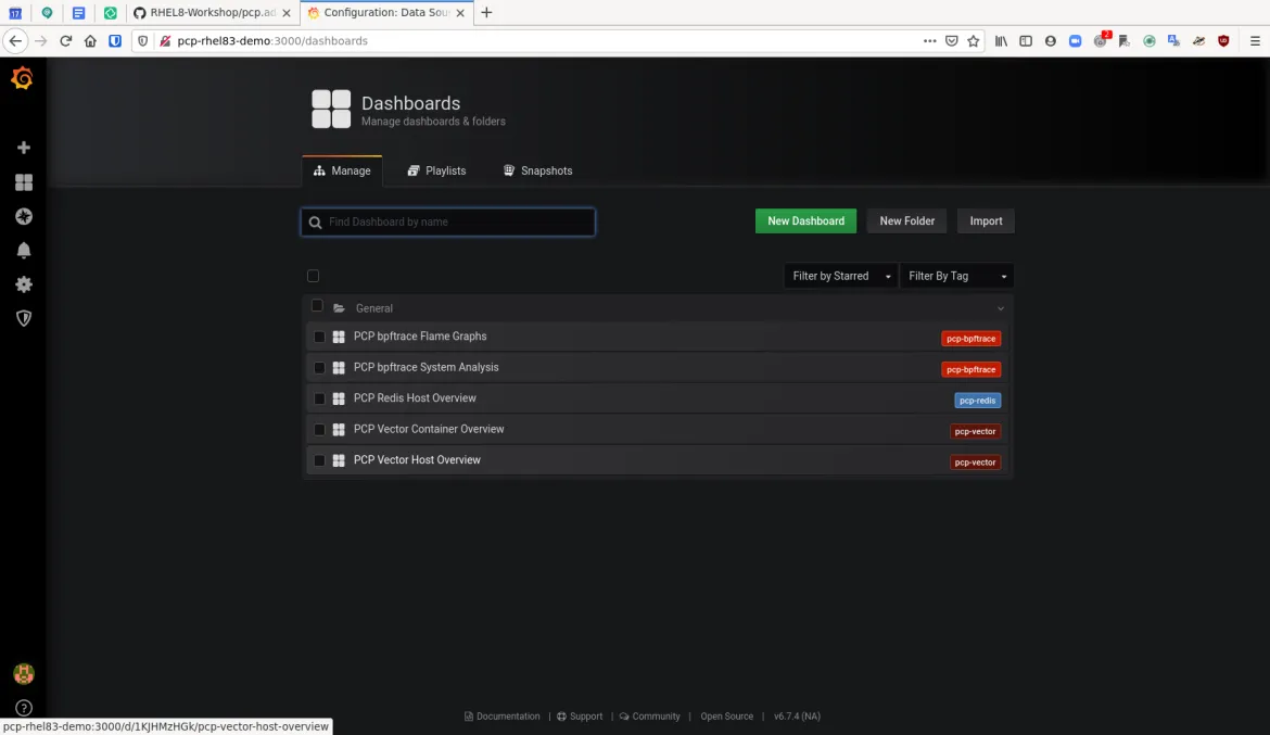 pcp grafana 4 dashboard PCP Vector Host Overview pcp grafana 4 dashboard PCP Vector Host Overview