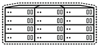 Icon of virtual datacenter Icon of datacenter wrapped in a dashed stroke representing virtualization