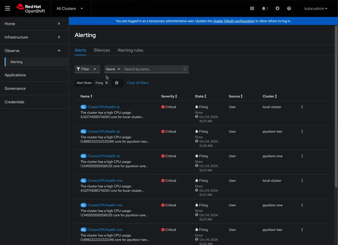 Multicluster alerting UI for Red Hat Advanced Cluster Management