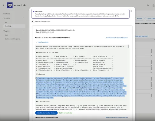 Graphical user interface for RHEL AI 1.4