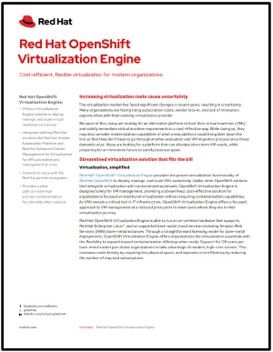 Image of first page of Red Hat OpenShift Virtualization Engine overview