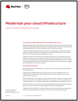 First page of Modernize your IT infrastructure with Red Hat and AWS overview pdf