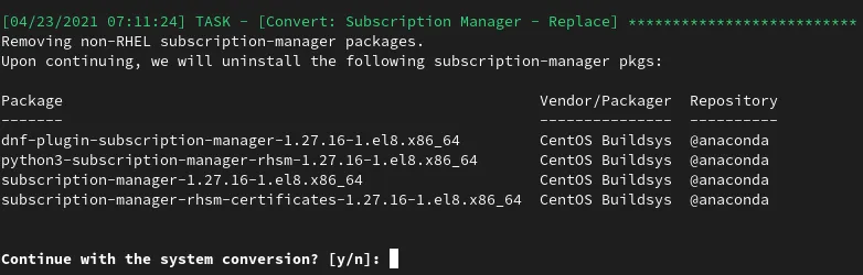 ig 2 convert2rhel list of Subscription Manager related packages that will be replaced ig 2 convert2rhel list of Subscription Manager related packages that will be replaced