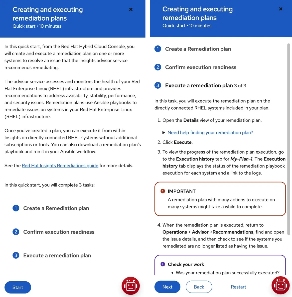 Quick start guide for creating and executing remediation plans Quick start guide for creating and executing remediation plans