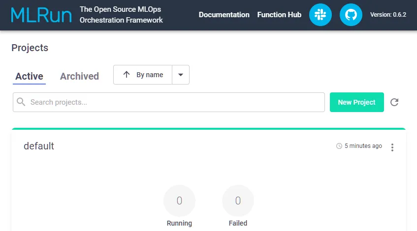 Screenshot of the MLRun Community Edition UI