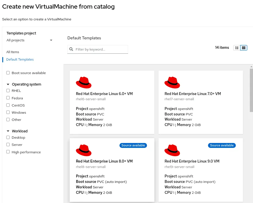Create a new VirtualMachine from catalog screenshot Create a new VirtualMachine from catalog screenshot