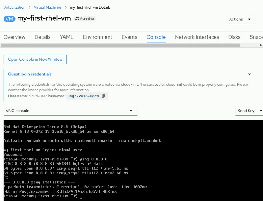 New virtual machine details New virtual machine details