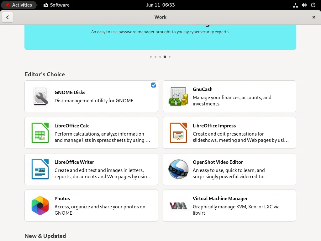 GNOME Software menu