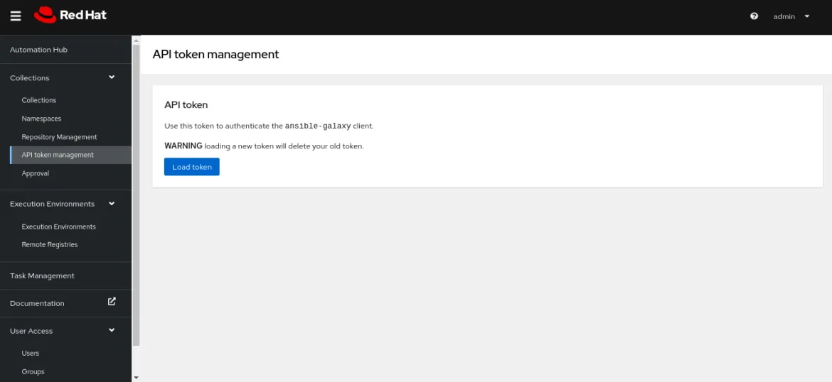 Automation Hub API token management
